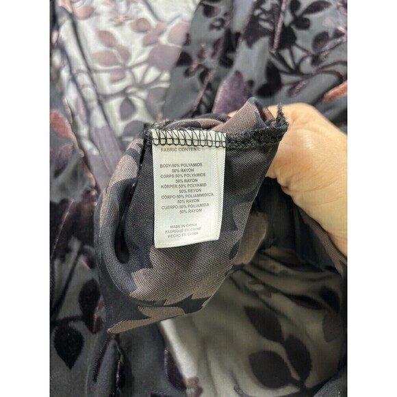 Akemi & Kin Kimono Overpiece Duster Black Purple O/S Burnout Velvet Sheer - Picture 5 of 6